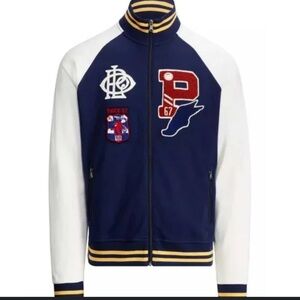 Polo Ralph Lauren Mens Blue P Wing Crest Letterman Varsity Track Jacket Size XXL